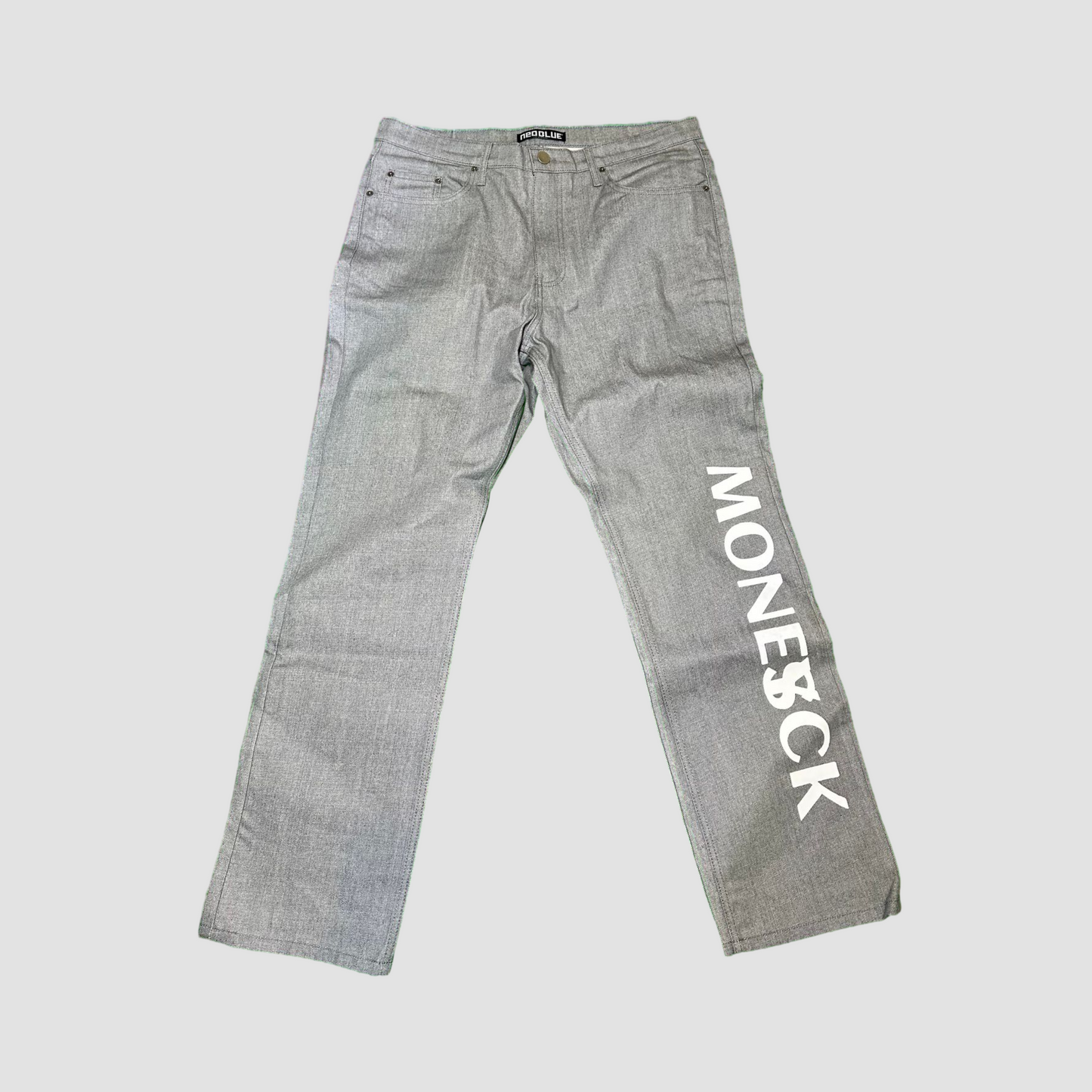 A1 MONEYSCK  Denim Jeans Grey /White Print