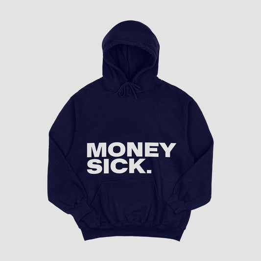 MONEYSCK Hoodie Navy Blue - White