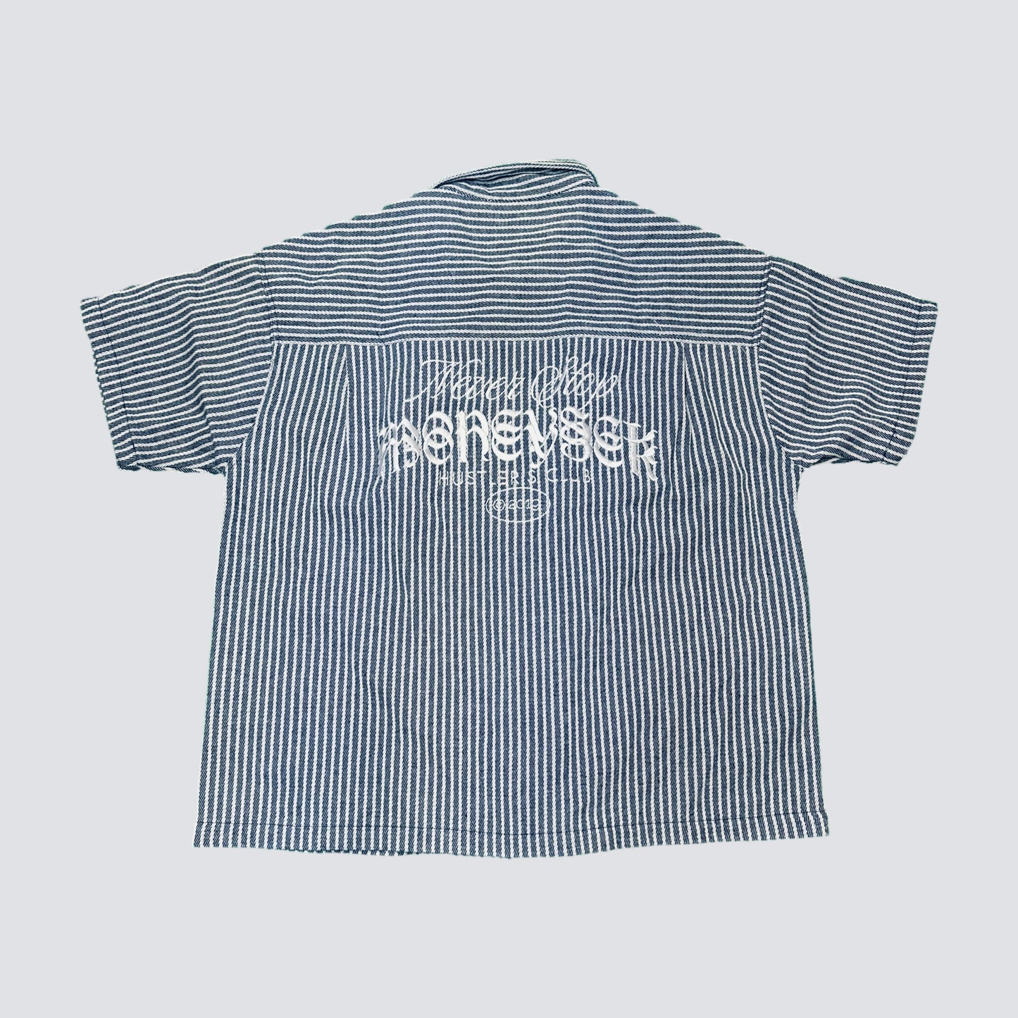 A1 MONEYSCK Dress Shirt Sky Blue/ White Embroidery